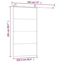 Produktbild för Skjutdörr med hårdvara 102,5x205 cm ESG-glas och aluminium