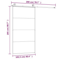 Produktbild för Skjutdörr med hårdvara 102,5x205 cm ESG-glas och aluminium