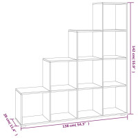 Produktbild för Bokhylla trappformad vit högglans 142 cm konstruerat trä