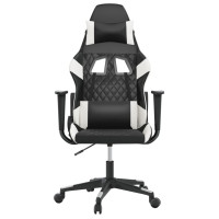 Produktbild för Gamingstol med massage svart och vit konstläder