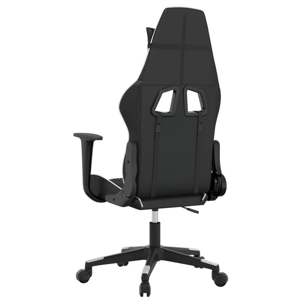 Produktbild för Gamingstol med massage svart och vit konstläder
