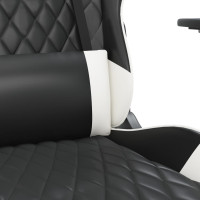 Produktbild för Gamingstol med massage svart och vit konstläder