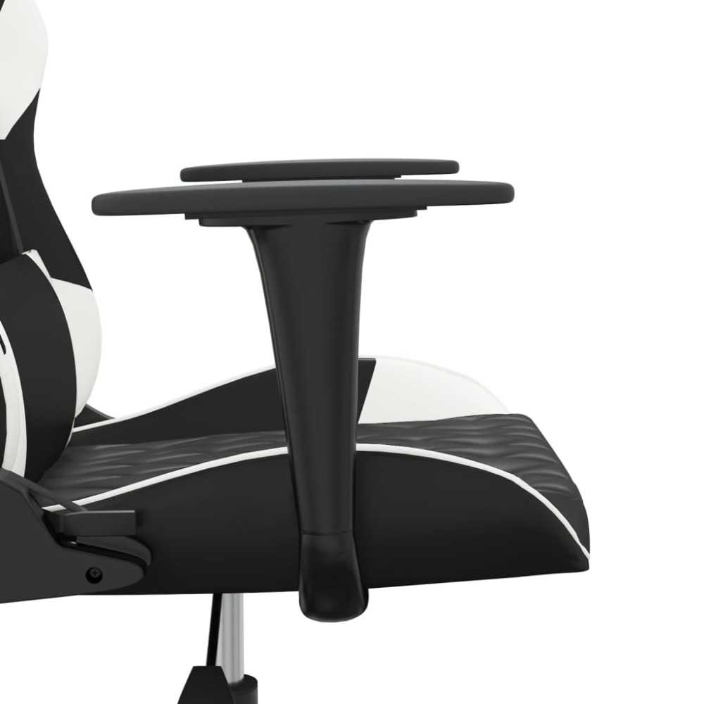 Produktbild för Gamingstol med massage svart och vit konstläder