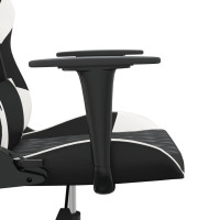 Produktbild för Gamingstol med massage svart och vit konstläder