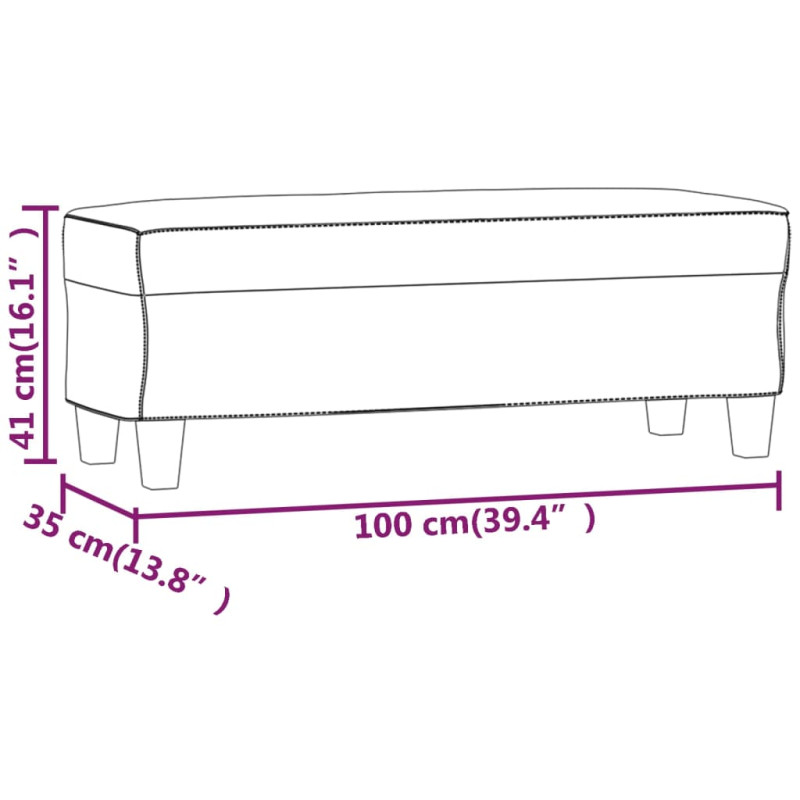 Produktbild för Bänk ljusgrå 100x35x41 cm mikrofibertyg