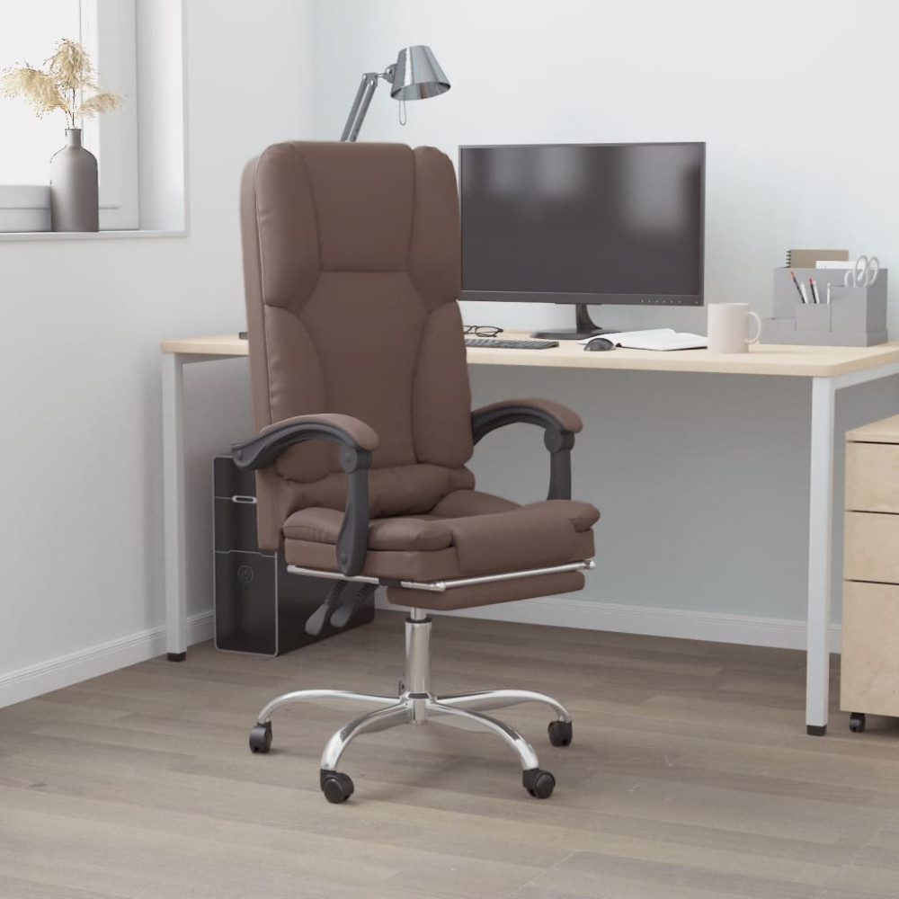 Produktbild för Kontorsstol med massage brun konstläder