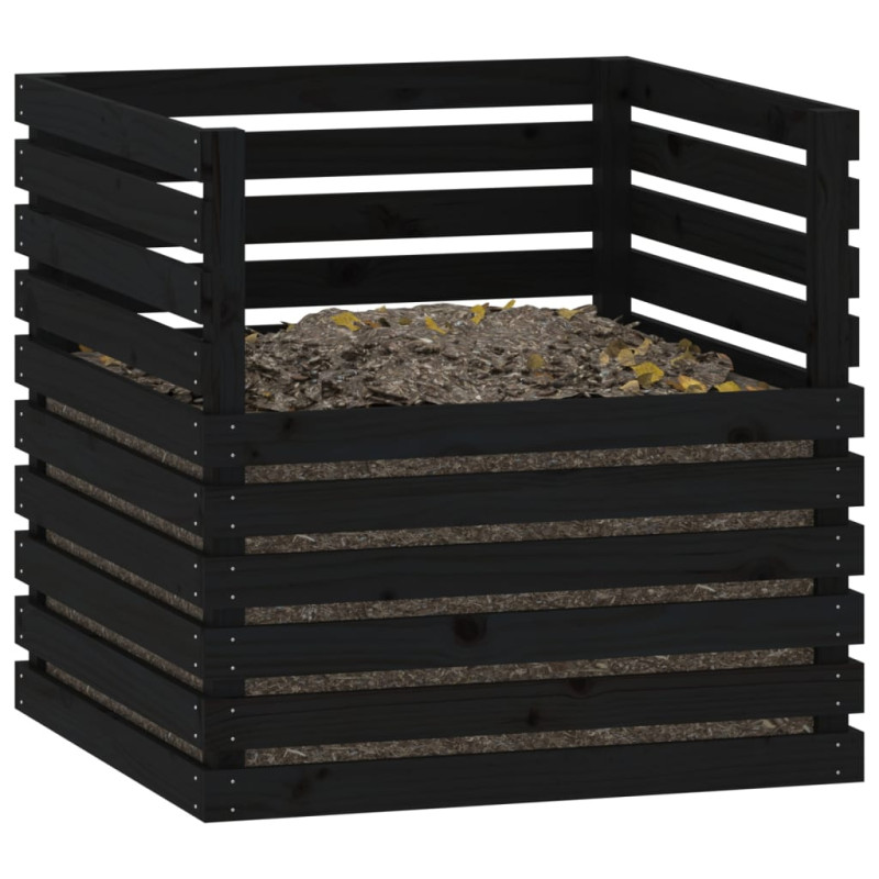 Produktbild för Kompostlåda svart 80x80x78 cm massiv furu