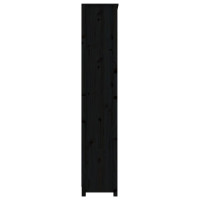 Produktbild för Bokhylla svart 80x35x183 cm massiv furu