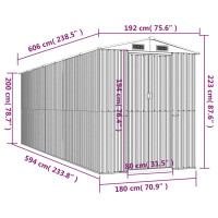 Produktbild för Trädgårdsskjul ljusbrun 192x606x223 cm galvaniserat stål