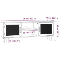 Produktbild för Tv-bänk Brun 105x30x40 cm massiv furu & naturlig rotting