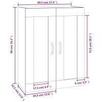 Produktbild för Väggskåp vit högglans 69,5x32,5x90 cm