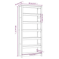 Produktbild för Bokhylla vit 80x35x183 cm massiv furu