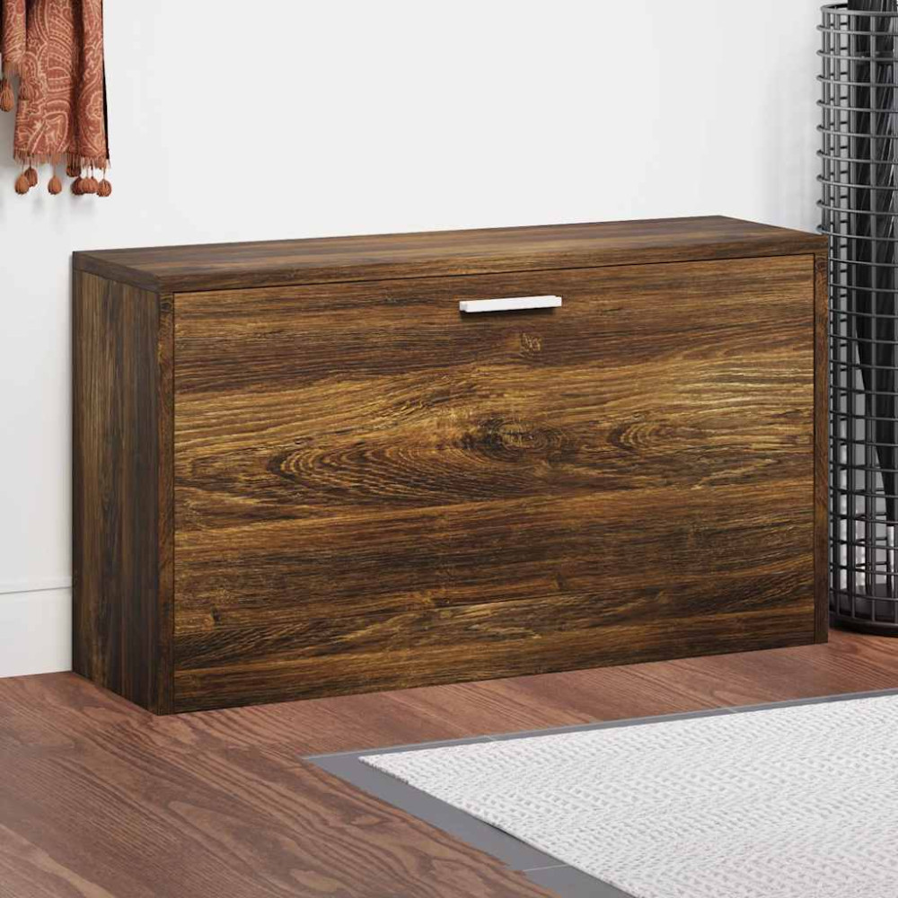 Produktbild för Skobänk rökfärgad ek 80x24x45 cm konstruerat trä
