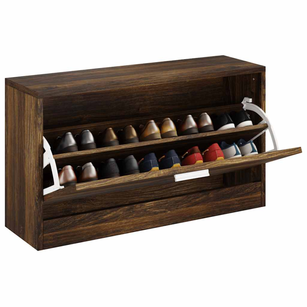 Produktbild för Skobänk rökfärgad ek 80x24x45 cm konstruerat trä