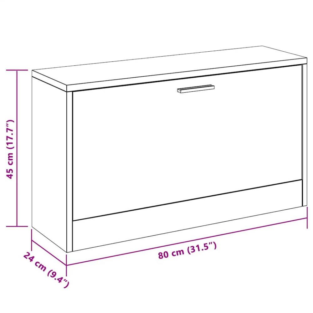 Produktbild för Skobänk rökfärgad ek 80x24x45 cm konstruerat trä