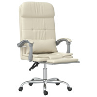 Produktbild för Kontorsstol med massage gräddvit konstläder