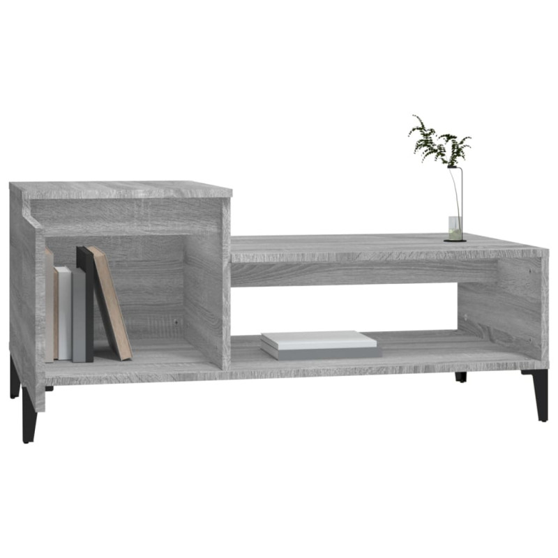 Produktbild för Soffbord grå sonoma 100x50x45 cm konstruerat trä