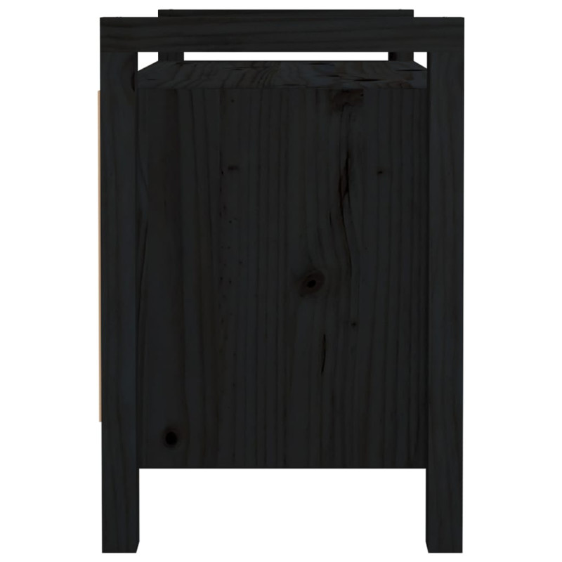 Produktbild för Skobänk svart 80x40x60 cm massiv furu