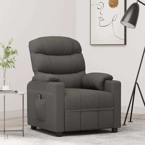 vidaXL Elektrisk reclinerfåtölj mörkgrå tyg