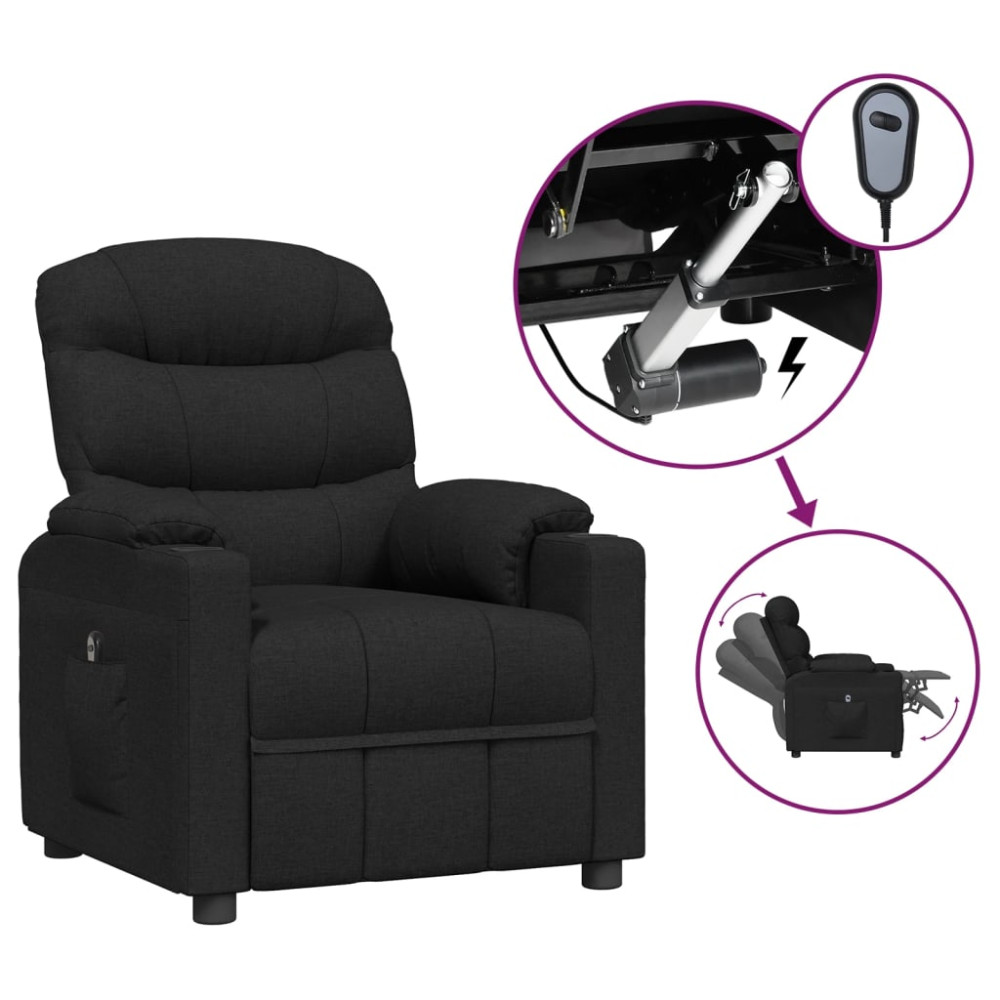 Produktbild för Elektrisk reclinerfåtölj svart tyg
