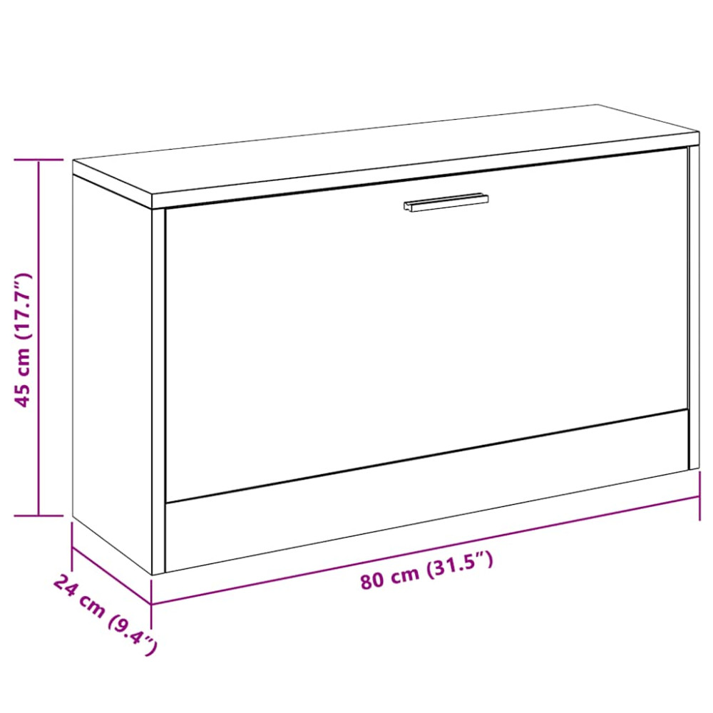 Produktbild för Skobänk svart 80x24x45 cm konstruerat trä