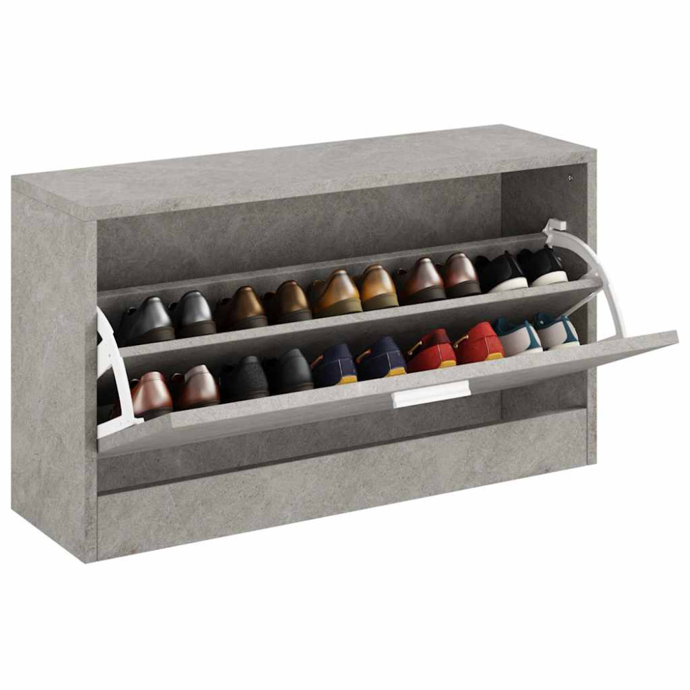 Produktbild för Skobänk betonggrå 80x24x45 cm konstruerat trä