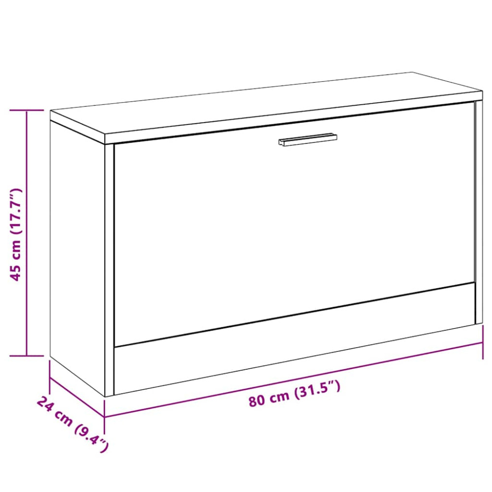 Produktbild för Skobänk betonggrå 80x24x45 cm konstruerat trä