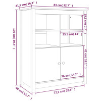 Produktbild för Skänk grå 83x41,5x100 cm massiv furu