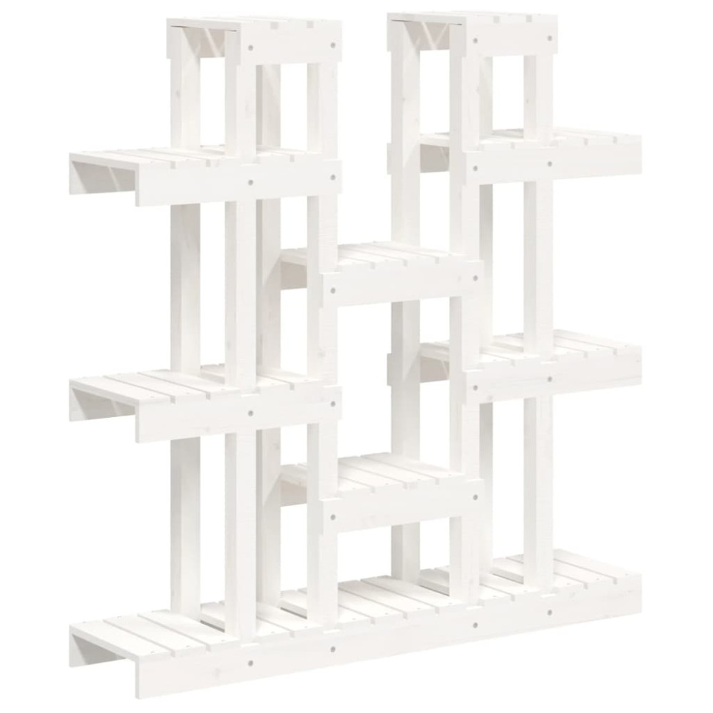 Produktbild för Växtställ vit 104,5x25x109,5 cm massiv furu