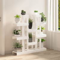 Produktbild för Växtställ vit 104,5x25x109,5 cm massiv furu