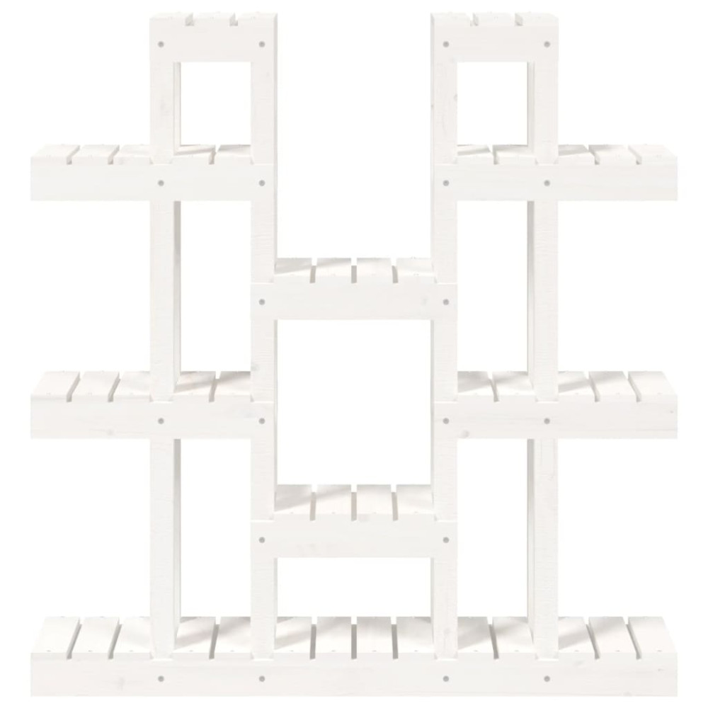 Produktbild för Växtställ vit 104,5x25x109,5 cm massiv furu