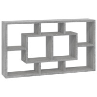 Produktbild för Flytande vägghylla med 8 fack grå sonoma