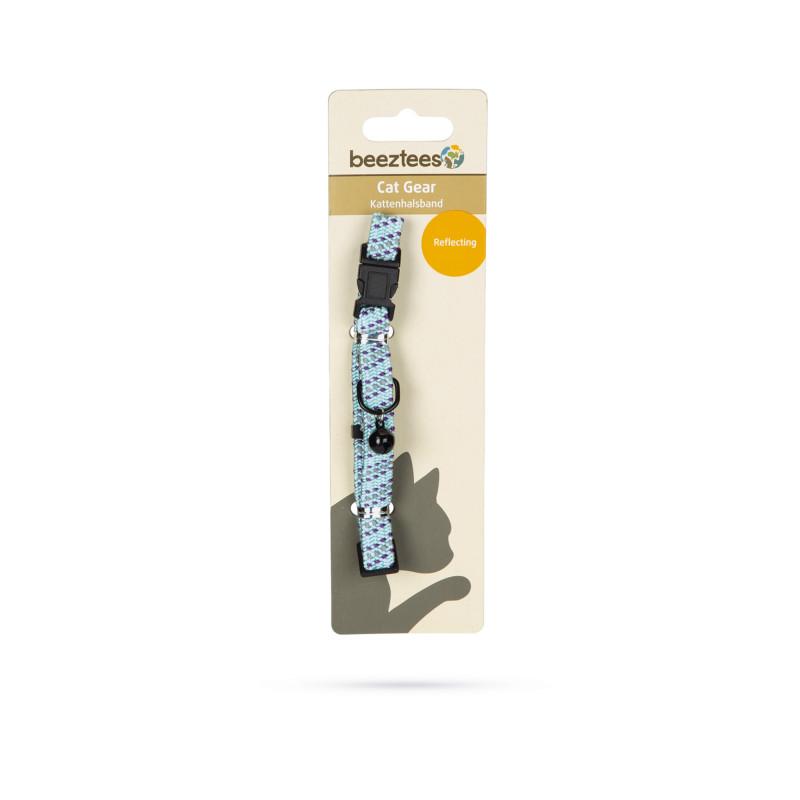 Produktbild för Katthalsband elastisk reflex Ljusblått Beeztees 10mm/33cm