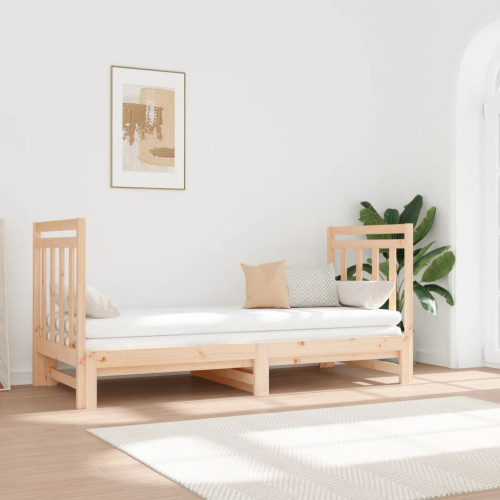 vidaXL Utdragbar dagbädd 2x(90x190) cm massiv furu - Sängar & Sängramar
