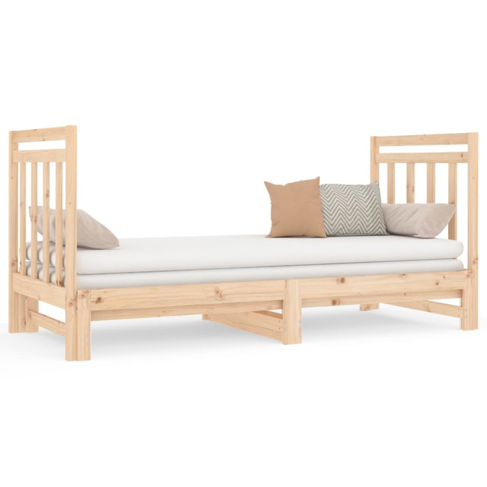Produktbild för Utdragbar dagbädd 2x(90x190) cm massiv furu