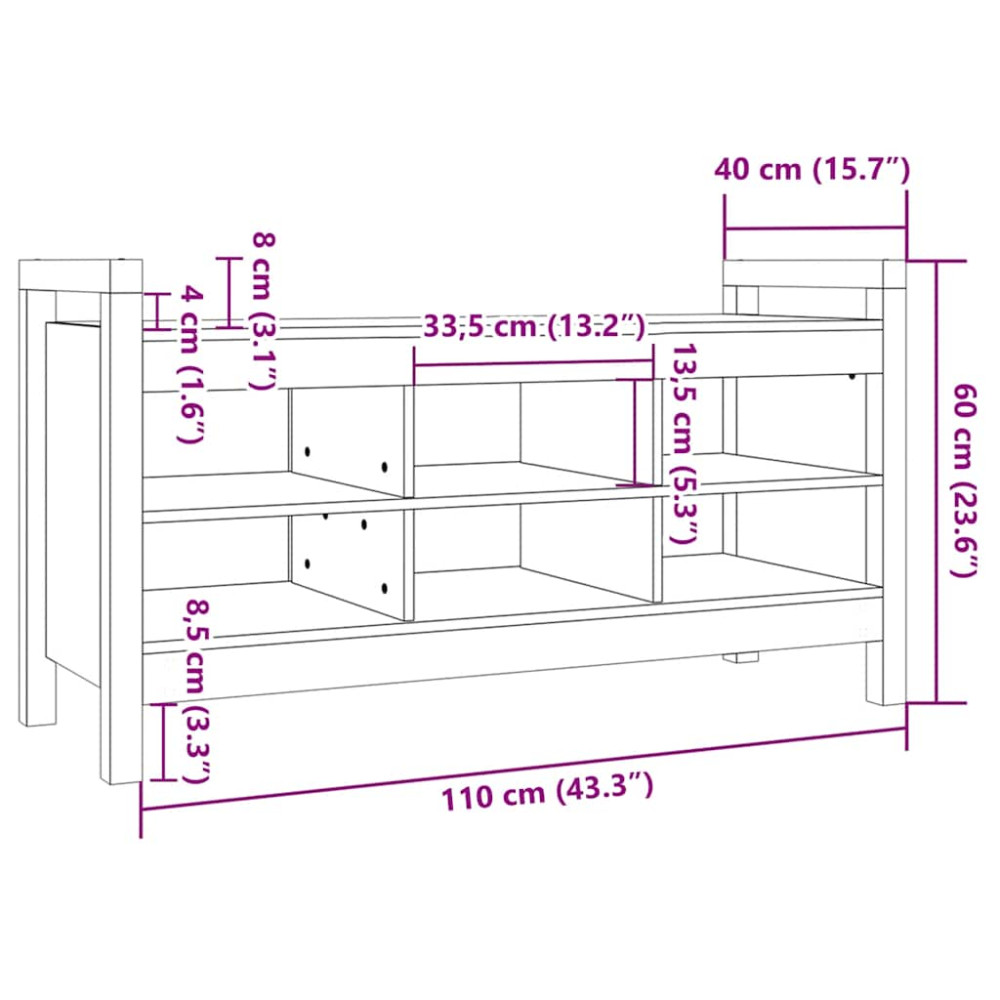 Produktbild för Skobänk 110x40x60 cm massiv furu