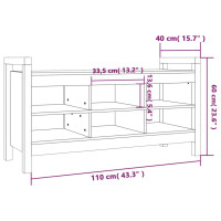 Produktbild för Skobänk vit 110x40x60 cm massiv furu