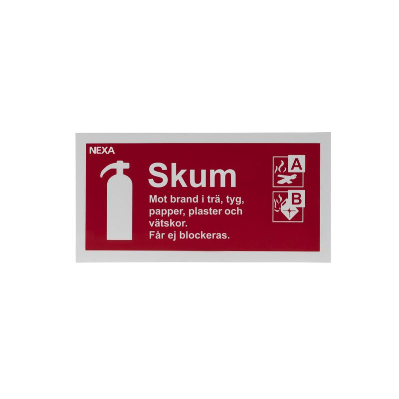 Produktbild för Skylt Brandsläckare Skum 10x20cm