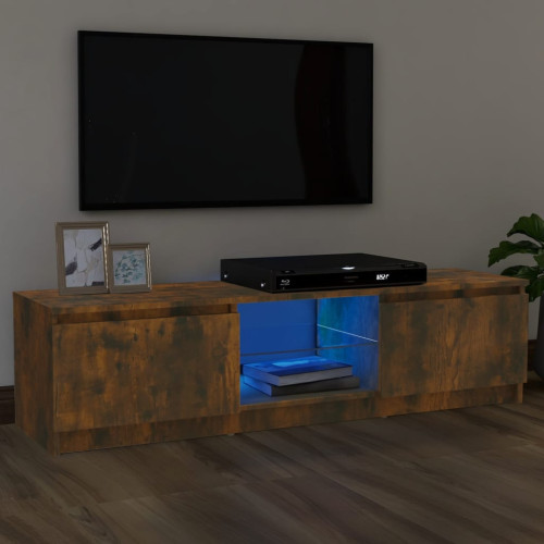 vidaXL Tv-bänk med LED-belysning rökfärgad ek 120x30x35,5 cm