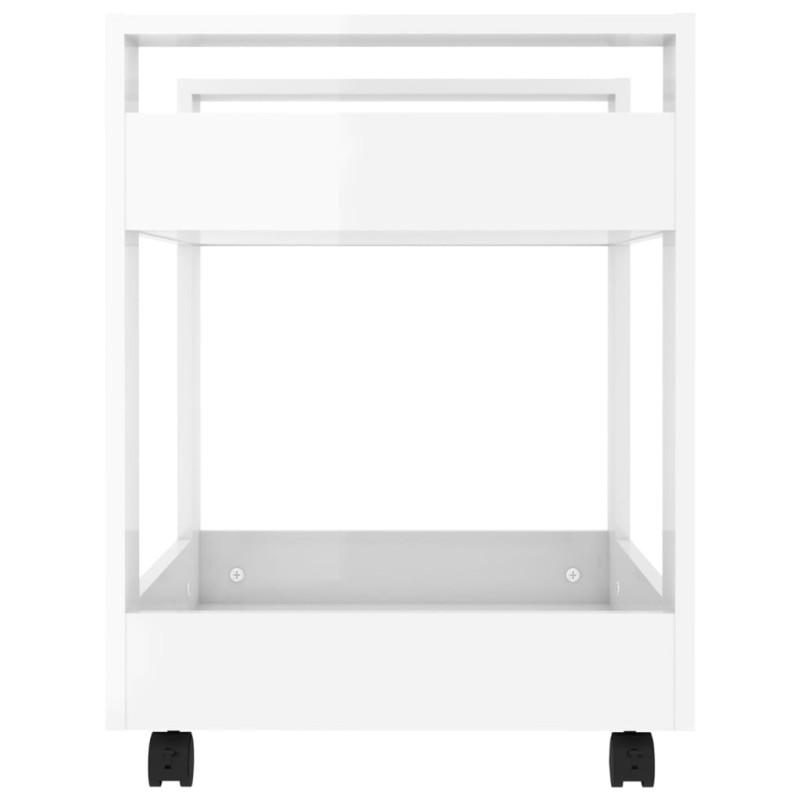 Produktbild för Skrivbordsvagn högglans vit 60x45x60 cm konstruerat trä