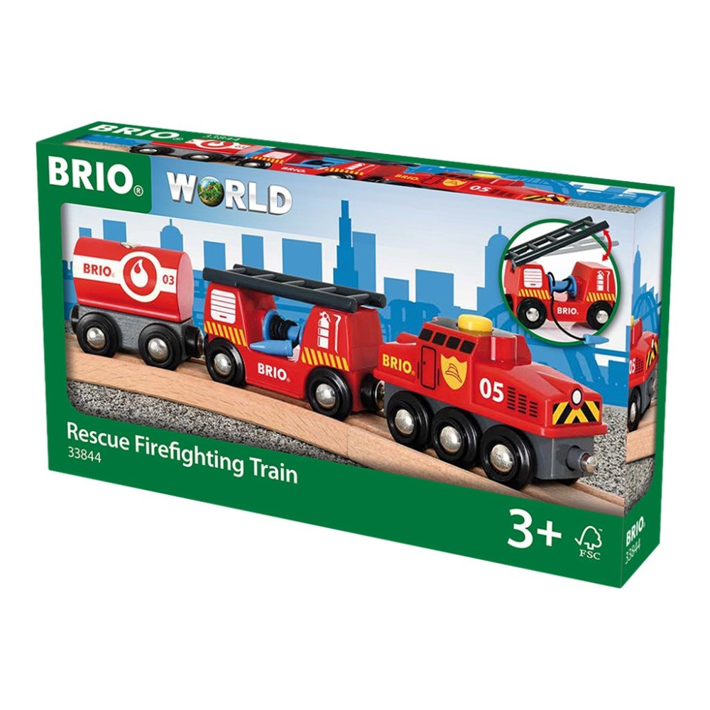 Produktbild för BRIO World - Räddningståg med brandsläckning