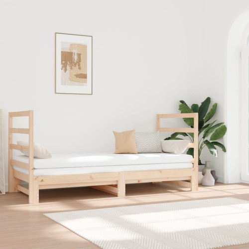 vidaXL Utdragbar dagbädd 2x(90x190) cm massiv furu - Sängar & Sängramar