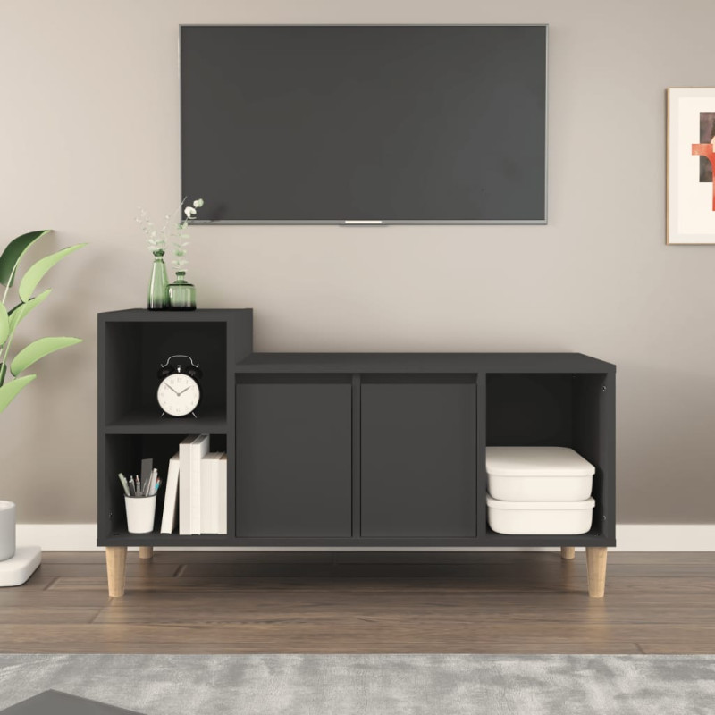 Produktbild för TV-skåp svart 100x35x55 cm konstruerat trä
