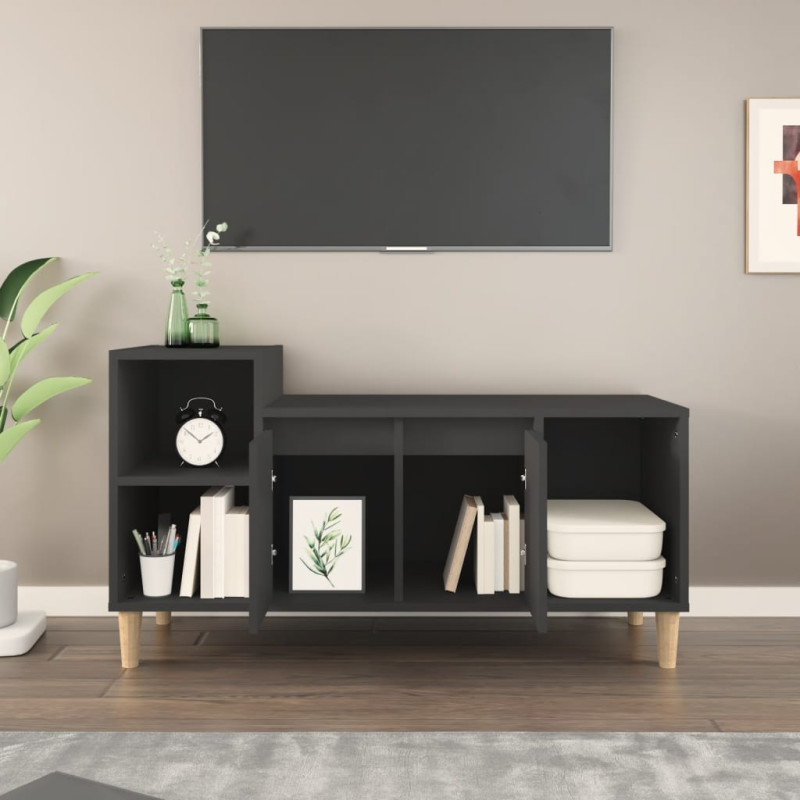 Produktbild för TV-skåp svart 100x35x55 cm konstruerat trä