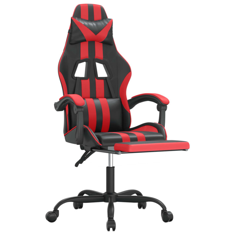 Produktbild för Snurrbar gamingstol med fotstöd svart och röd konstläder