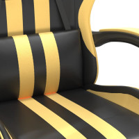Produktbild för Snurrbar gamingstol med fotstöd svart och guld konstläder