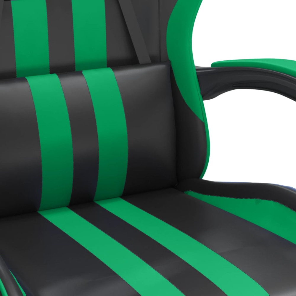 Produktbild för Snurrbar gamingstol med fotstöd svart och grön konstläder