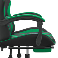 Produktbild för Snurrbar gamingstol med fotstöd svart och grön konstläder
