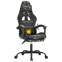 Produktbild för Snurrbar gamingstol med fotstöd svart kamouflage konstläder
