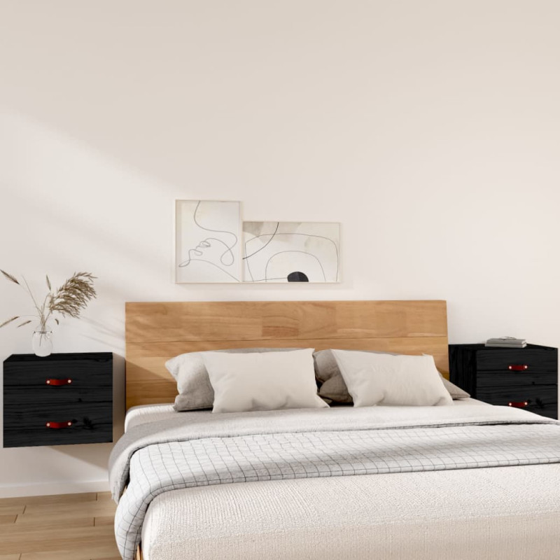 Produktbild för Väggmonterade sängbord 2 st svart 50x36x40 cm